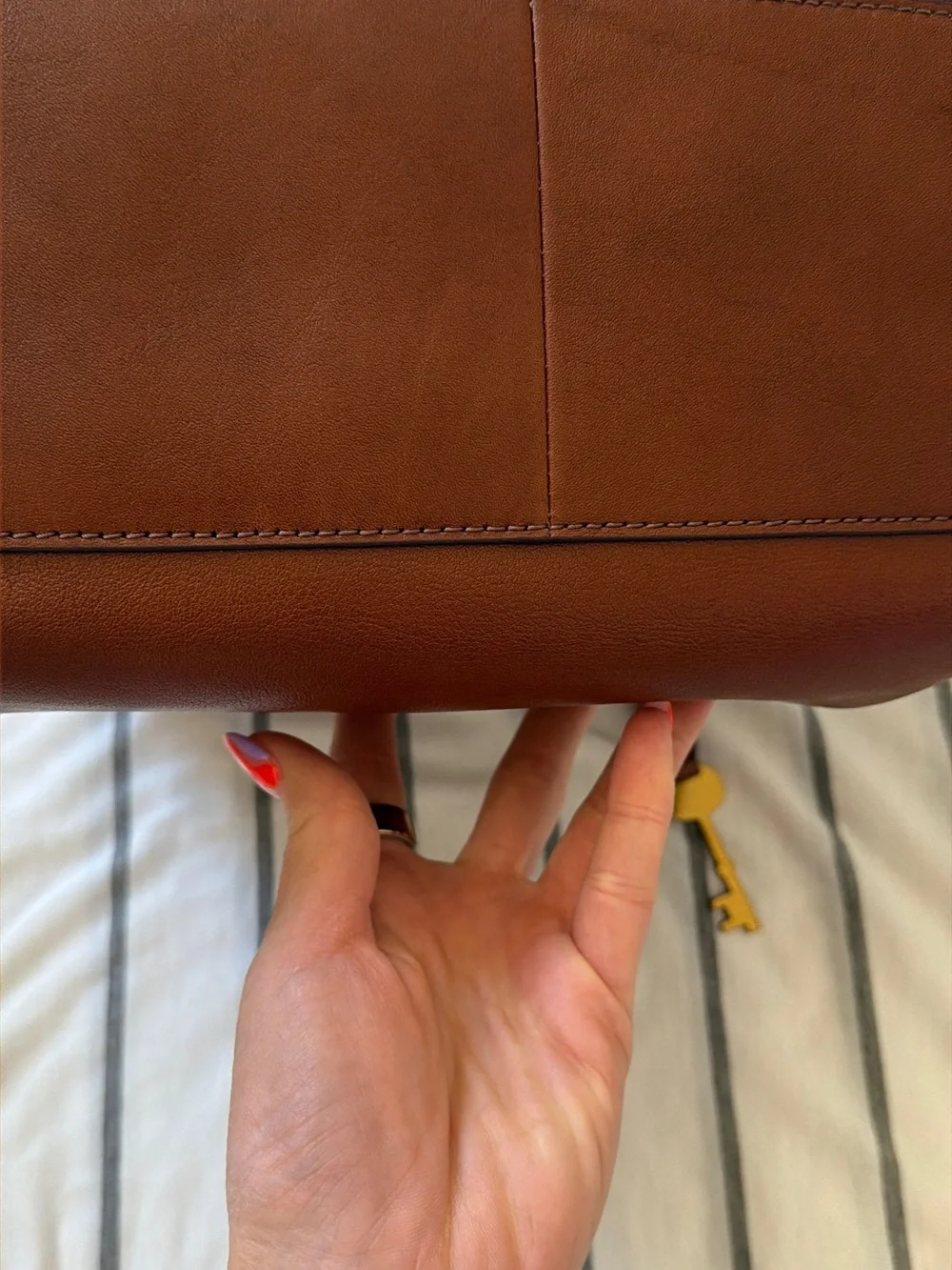 Fossil Brown Leather Satchel with Crossbody Strap